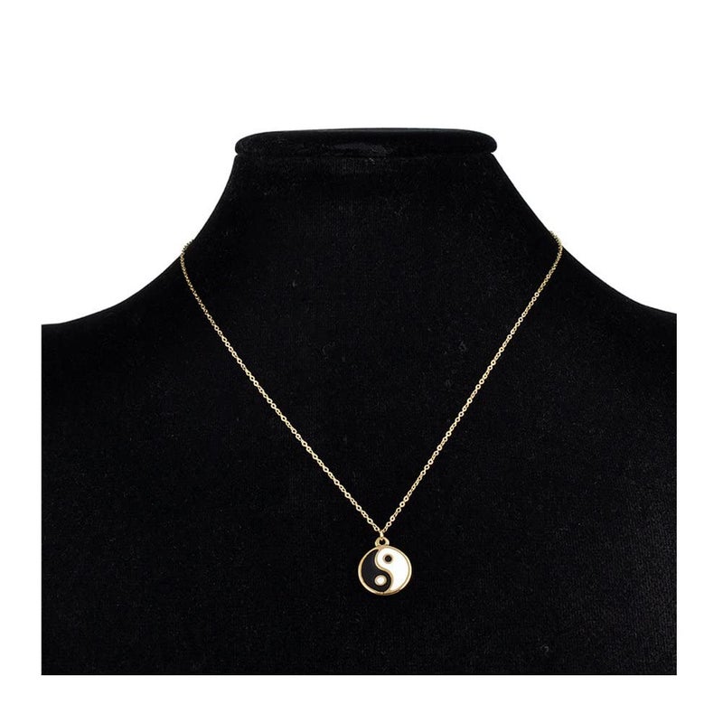 MANZHEN Yin Yang Necklace Black and White Balance Symbol Pendant Necklace (Gold) - Image 5